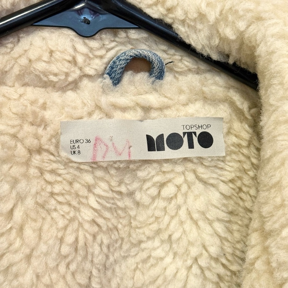 Topshop Cream Sherpa Denim Jacket - Picture 3 of 4